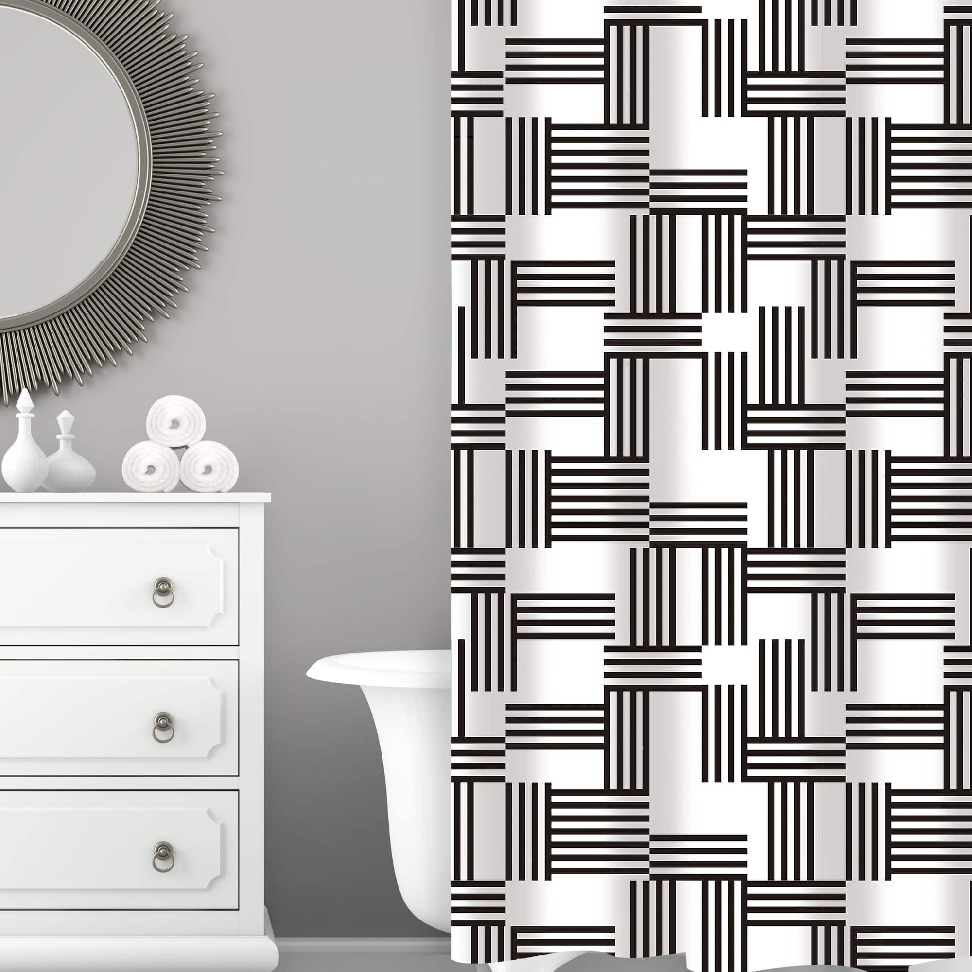 Bath Bliss Woven Stripes Design Shower Curtain
